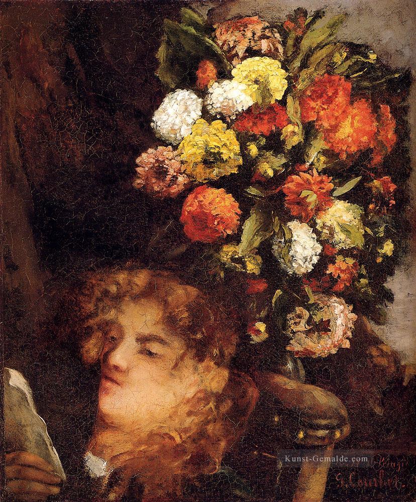 Kopf einer Frau mit Blumen Realist Realismus Maler Gustave Courbet Ölgemälde